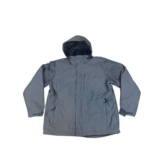 L.L. Bean Mens All Season 3-in-1 Lined Coat Jacket Zip Hooded Size LARGE Gray - Picture 1 of 16